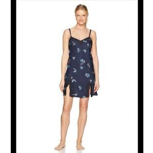 NATORI Dark Blue Papillon Chemise Floral Butterfly Lace Sleepwear‎ XL (F-239)